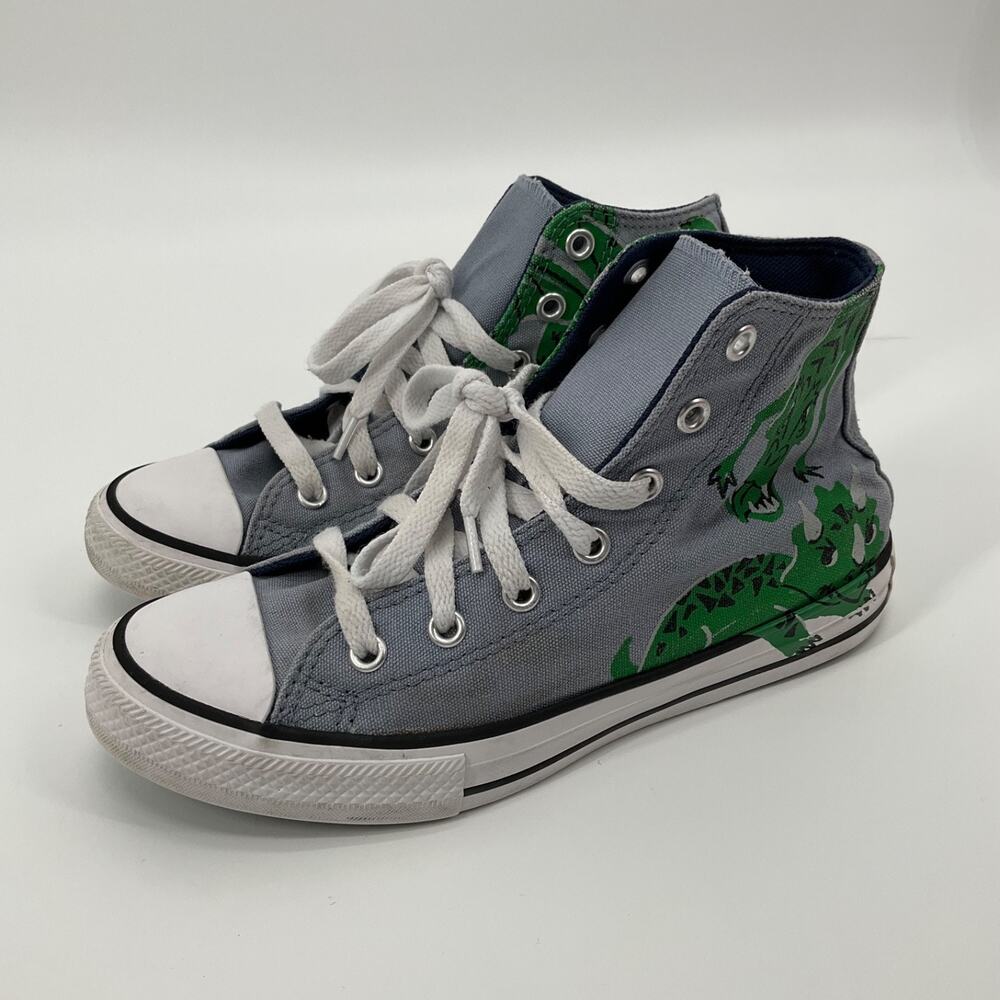 Converse Chuck Taylor All Star Gray Dinosaur Print High Top Toddler Youth 3
